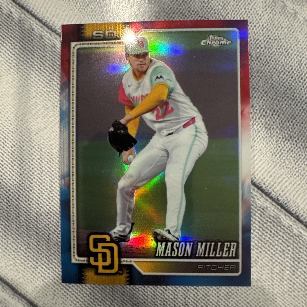 2026 Topps Chrome Mason Miller #287 Red White & Blue Padres